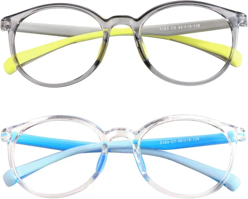 Miniatura 7 de 2 pares de lentes de bloqueo de luz azul para niños, protección UV400, antirayos azules, para computadora para niños y niñas de 3 a 12 años