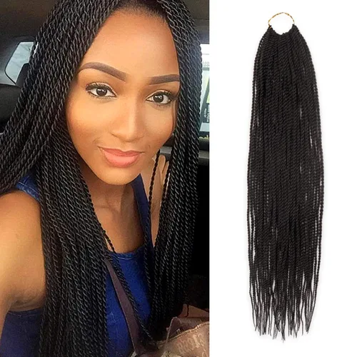 Miniatura 17 de AU-THEN-TIC Cabello senegalés con trenzas de ganchillo de 22 pulgadas, 6 paquetes de 40 mechones por paquete, extensiones de cabello de ganchillo