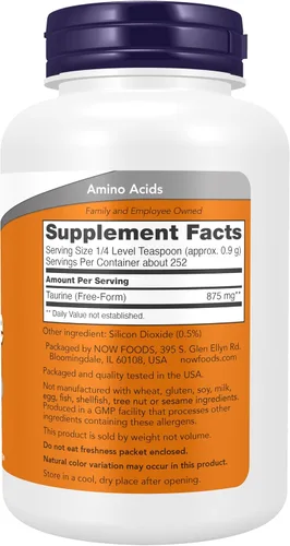 Miniatura 2 de NOW Foods Suplementos, polvo puro de taurina, salud del sistema nervioso*, aminoácidos, 8 onzas