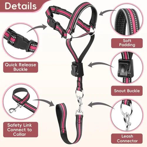 Miniatura 8 de BARKLESS Bozal de nailon suave para perros grandes y medianos, 2 en 1, con lazo acolchado ligero para beber y alimentar, protector bucal ajustable