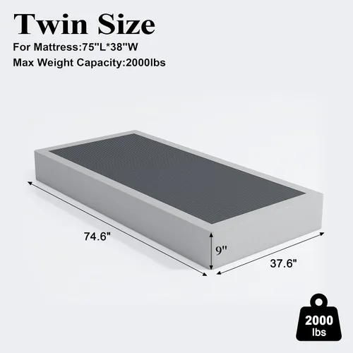 Miniatura 2 de Vehowy - Base de resorte de 9 pulgadas para cama individual, base de colchón de resorte de alta resistencia/base de cama de metal/sin 22.86 cm