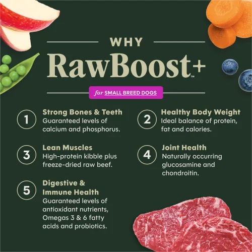 Miniatura 2 de Instinct Raw Boost Raza Pequeña, Alimento Seco Natural para Perros con Trozos Liofilizados, Alta Proteína, Receta Sin Granos - Carne de Res Real