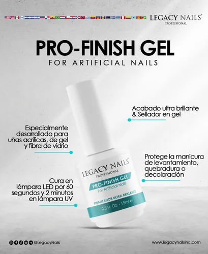 Miniatura 8 de Legacy Nails Professional PRO FINISH GEL 0.5 oz – Sellador de uñas acrílico de alto brillo para un brillo duradero – Fórmula de secado rápido