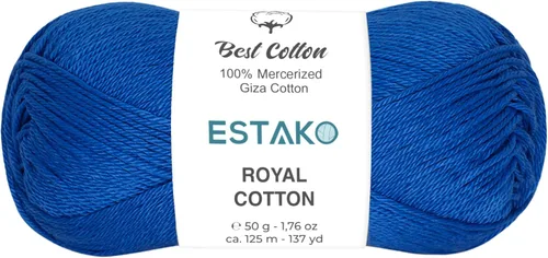 Miniatura 58 de Estako Algodón Royal, 100% hilo de algodón giza mercerizado, suave, súper fino 1 para ganchillo y tejer, 1.76 onzas (50g) / 137 yardas (125m)