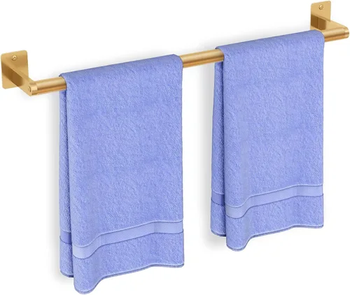 Barra de Toalla de Baño, Toalleros de 24 Pulgadas para Pared de Baño Montado, Organizador de Toalla de Mano de Baño Resistente, Accesorios de Dorado
