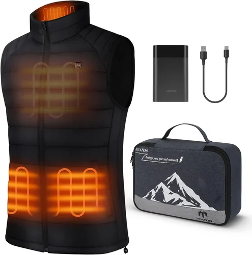 HEATOO Chaleco térmico para hombre chaquetas de calefacción ligeras con batería de 10000 mAh 74 V para esquí pesca en hielo caza