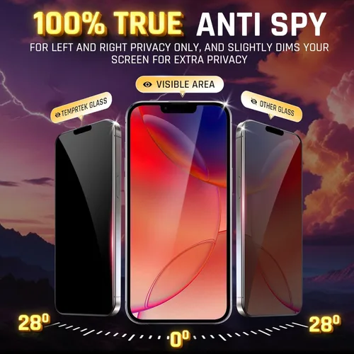 Miniatura 2 de TEMPRTEK+ Paquete de 2 Protectores de Pantalla para iPhone 17 Pro Max Compatible con iPhone 16 Pro Max Protector de Pantalla de Privacidad - 9H
