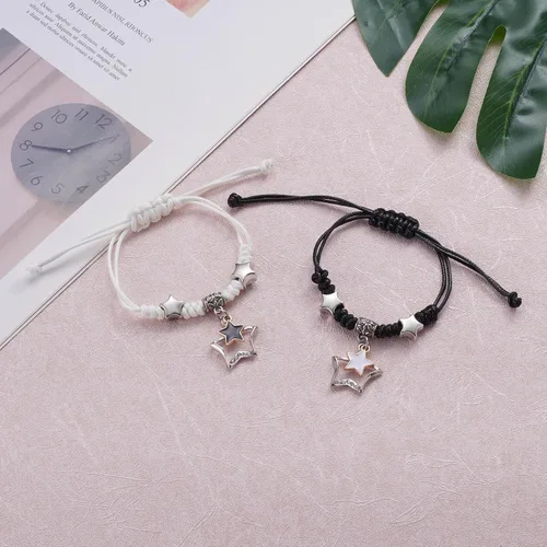 Miniatura 2 de Aesnefe Pulseras para parejas para 2 personas Pinky Promise a juego para parejas, regalos de relación de larga distancia para novio, aniversario