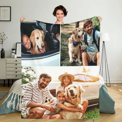 Miniatura 24 de Manta personalizada con texto de fotos, manta personalizada con mis propias fotos, manta conmemorativa personalizada para madres para mamá, papá