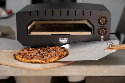 Miniatura 7 de Slice Box - Horno eléctrico para pizza al aire libre, cocina en encimera, calienta hasta 750 grados, termómetro digital, piedra de pizza y cáscara