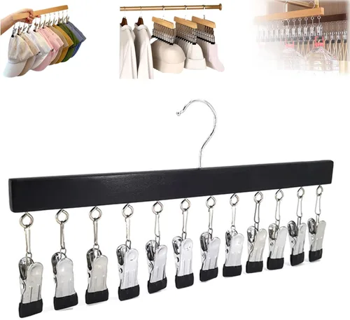 Organizador de armario con 10 clips, organizador de armario colgante que ahorra espacio, pinzas para sombreros y bufandas que ahorran espacio para