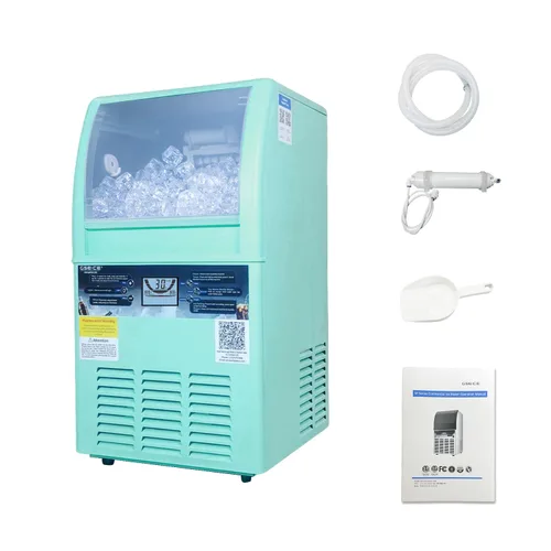 Máquina comercial para hacer hielo, máquina de hielo de 100 libras/24 horas con contenedor de almacenamiento de 20 libras, 50 cubos en 8-12 minutos,
