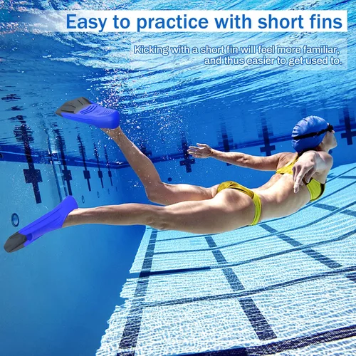 Miniatura 6 de Gintenco Aletas de Natación, Aletas de Natación para Niños para Natación de Vueltas, Aletas de Tamaño de Viaje con Bolsa de Malla, Aletas de Azul