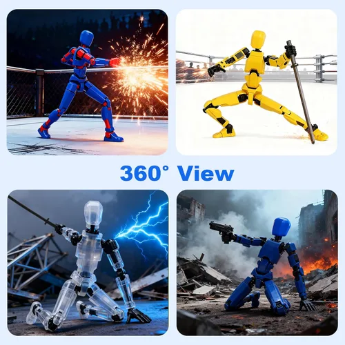 Miniatura 5 de Juego de 4 figuras de acción Dummy13 (ensamblaje completado), figura de acción impresa en 3D, regalo de juguete para niños, muñeco 13, robot 13, 4