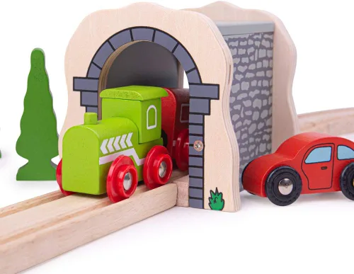 Miniatura 5 de Bigjigs Rail Túnel de piedra gris: otras marcas principales de rieles de madera son compatibles