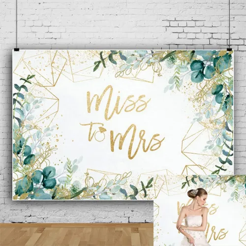 Miss to Mrs - Telón de fondo para despedida de soltera, 7 x 5 pies, hojas verdes verdes, fondo de fotos de boda, telón de fondo de compromiso para