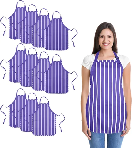 Miniatura 7 de Delantal de cocina para restaurante u hogar, estilo pechera, de hilado de poli algodón (2 bolsillos), Algodón, Negro, 30