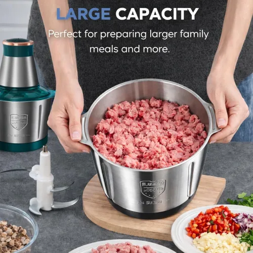 Miniatura 4 de Procesadores de alimentos eléctrico picador de alimentos con picador de carne y picador de verduras con potente motor de cobre, incluye
