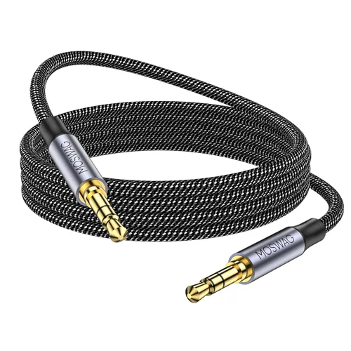 Miniatura 7 de MOSWAG Cable auxiliar de audio de 16.4 pies/16.4 ft de 0.138 in a cable auxiliar macho a macho, cable auxiliar de nailon trenzado para teléfonos