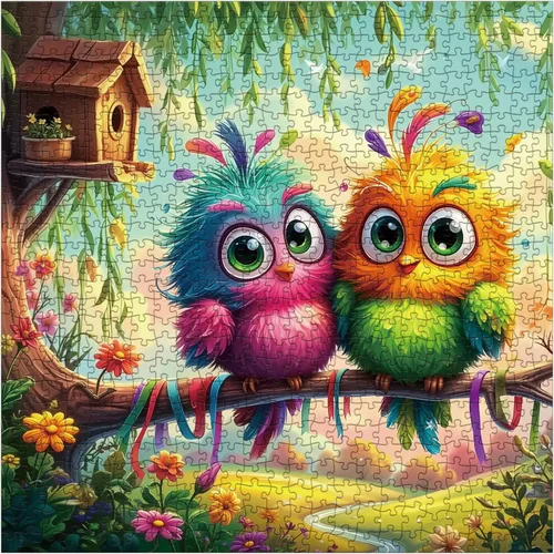 Miniatura 2 de Divertidos rompecabezas de pájaros para adultos, 1000 piezas, naturaleza, colorido, flores de pollito, jardín, rompecabezas artístico, lindo