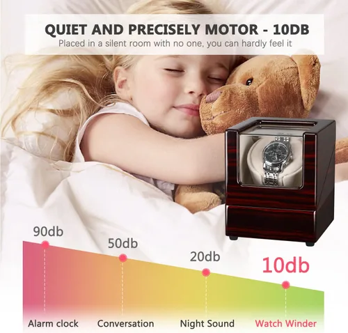 Miniatura 7 de CHIYODA Bobinadora de reloj para relojes automáticos individuales Caja de madera maciza con motores Mabuchi