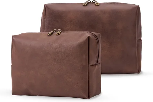 Bolsa de cosméticos personalizada pequeña pana maquillaje bolsa de viaje organizador de cepillos de almacenamiento, Marrón