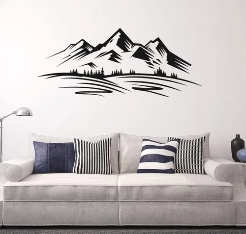 Vinilo calcomanía decorativo para pared Montañas Árboles Naturaleza Paisaje Pegatinas de tamaño grande decoración (ig4903)