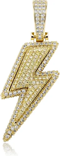 Miniatura 8 de JINAO Hip Hop - Colgante con diseño de rayo chapado en oro de 18 quilates con circonita cúbica con micropave de imitación de diamante para hombres