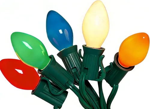 Miniatura 10 de Tira de luces LED de Navidad para exteriores, de 50 pies, cadena de luces C7 con 27 bombillas multicolor de cerámica de 0.6 W, luces de Navidad