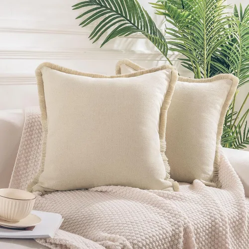 NEXHOME PRO juego de 2 fundas de cojín boho de 20"x20", fundas de cojín decorativas de lino hechas a mano para sofá, sala de estar, fundas de cojín