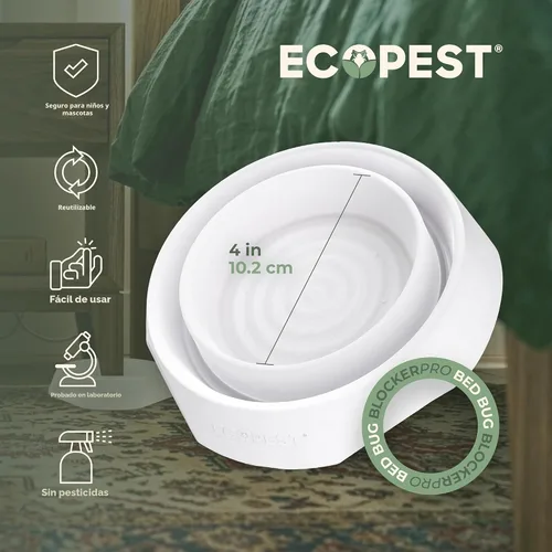 Miniatura 6 de Interceptores de insectos de cama – Paquete de 8 Trampas interceptoras bloqueadoras de chinches (Pro) (blanco) Trampa de insectos, monitor