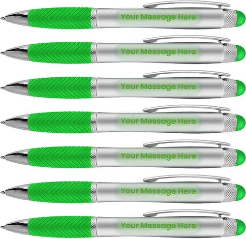 Miniatura 16 de Bolígrafos personalizados, paquete de 80 grabados láser sin granel, bolígrafo de 3 pulgadas, lápiz óptico y área personalizada con luz, nombre