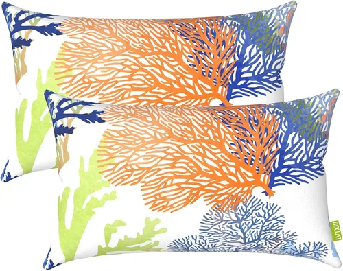 Miniatura 34 de LVTXIII Juego de 2 almohadas lumbares para patio, 12 x 20 pulgadas, resistentes a la decoloración, para exteriores con interiores, cojines lumbares