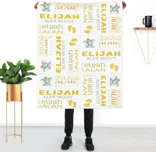 Miniatura 11 de Mantas de bebé personalizadas para niñas y niños con nombre, mantas personalizadas para niños, artículos de bebé personalizados, regalos Elefante