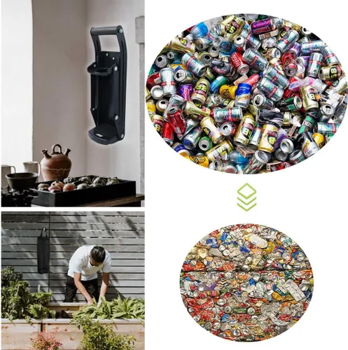 Miniatura 7 de laffeya Trituradora de latas, trituradora de latas montada en la pared, trituradora de latas de 16 onzas para triturar latas de soda y cerveza, Negro