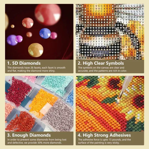Miniatura 4 de SJUTOUCI Kits de pintura de diamantes para adultos, kits de arte de diamantes de abeja para principiantes 5D DIY flor diamante puntos arte