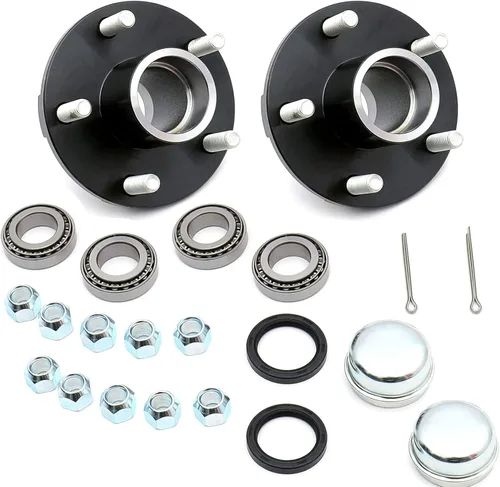 Miniatura 13 de Kit de cubo de remolque, 5 pernos en círculo de 4-1/2 pulgadas, para eje de 2,200 libras, incluye rodamientos de diámetro interior de 1-1/16