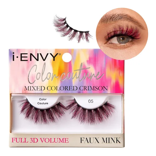 Miniatura 10 de iENVY - Pestañas postizas de imitación de visón de color, pestañas de colores mixtos, máxima esponjosidad y volumen, pestañas postizas (rosa tintado)