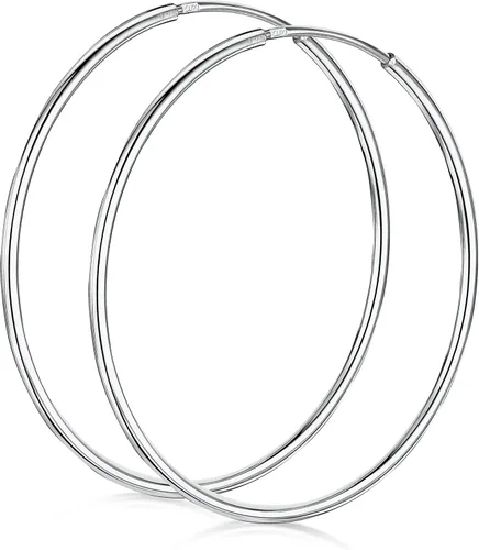 Miniatura 11 de Amberta® Aretes de plata de ley 925 con círculos finos y sin fin. Tamaño del diámetro: 20 30 40 60 2.953 in