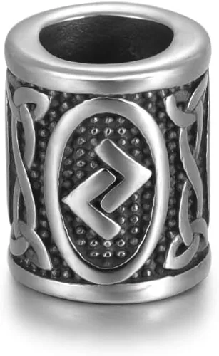 Miniatura 16 de 5 cuentas vikingas de acero inoxidable, cuentas espaciadoras de metal, cuentas espaciadoras de agujero grande, cuentas de tubo de plata antigua