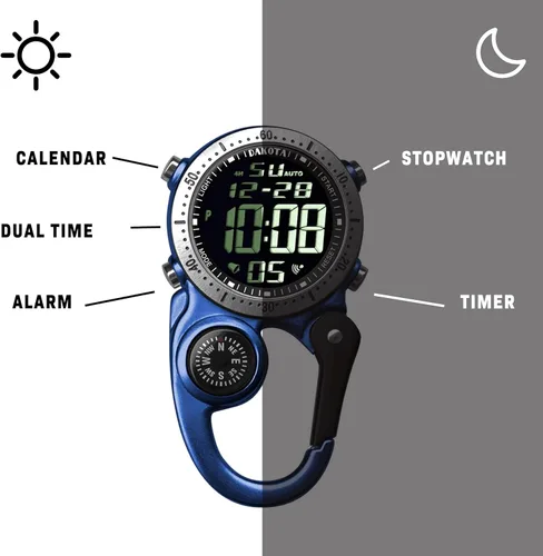 Miniatura 5 de Dakota Clip digital, reloj de clip, alarma, cronómetro, temporizador y reloj de doble hora, regalos al aire libre para hombres y mujeres, uso