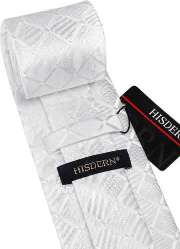 Miniatura 146 de HISDERN Conjunto de corbata a cuadros a cuadros pañuelo tejido clásico formal para hombre corbata y bolsillo cuadrado