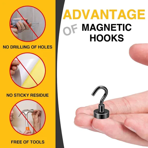 Miniatura 4 de DIYMAG - Ganchos magnéticos extrafuertes, imanes resistentes de tierras raras con gancho para colgar, para cabañas, parrillas, refrigerador, crucero