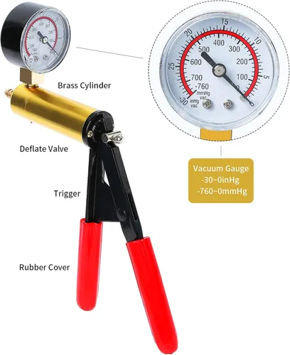 Miniatura 3 de Yonligonju Kit de purga de frenos con bomba de vacío manual con adaptadores de manómetro, juego de purga de líquido de frenos automotriz para Negro