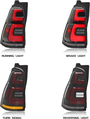 Miniatura 2 de Kit de luces traseras LED Gobison adecuado para Toyota 4Runner 2003-2009 Carcasa negra Efecto luz fluyendo Fácil instalación