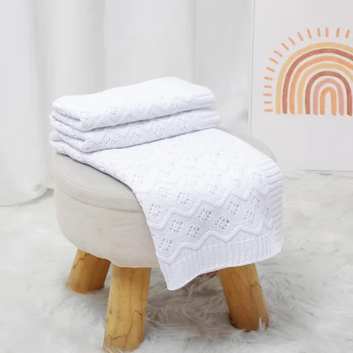 Miniatura 4 de mimixiong Manta de algodón celular de punto para bebés, manta suave para niños y niñas, 40 x 30 pulgadas