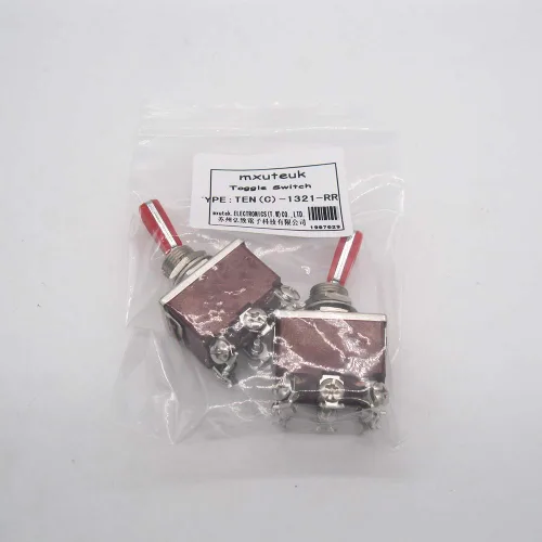 Miniatura 4 de mxuteuk Interruptor de palanca basculante de servicio pesado, 2 unidades, 15A, 250V, DPDT, interruptor de encendido/encendido con 2 PC rojas, mango
