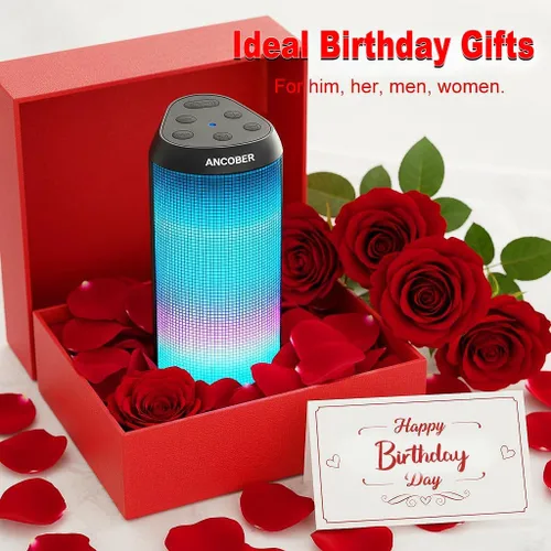Miniatura 8 de Altavoz Bluetooth portátil con sonido estéreo fuerte, 8 modos de luz LED, tiempo de reproducción de 36 horas, emparejamiento TWS, IPX4 impermeable