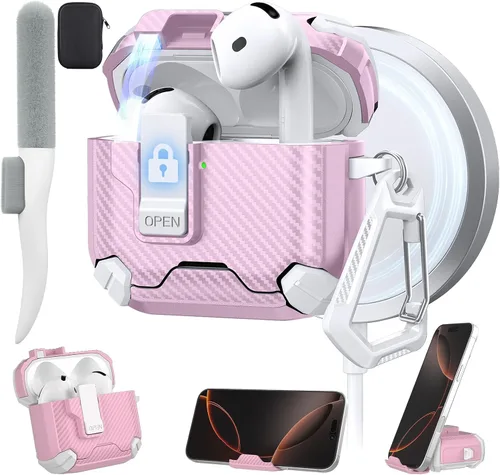 Miniatura 24 de Maxjoy Funda protectora para AirPods 4 2024, funda protectora para AirPods de 4ª generación con bloqueo automático, compatible con MagSafe, Verde