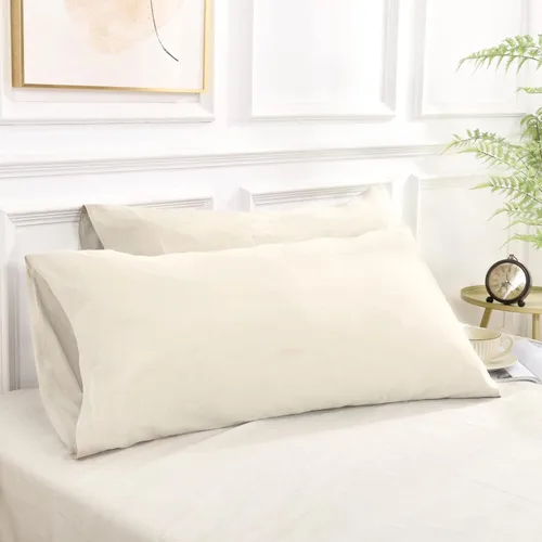 Miniatura 11 de NEXHOME PRO Juego de 2 fundas de almohada estándar 100% algodón orgánico, cierre de sobre, tacto de lino texturizado natural, suave y duradero